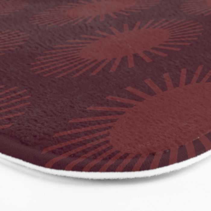 Boho Summer Sun Pattern XIII Dark Maroon Red Bath Mat Gallery Image 3