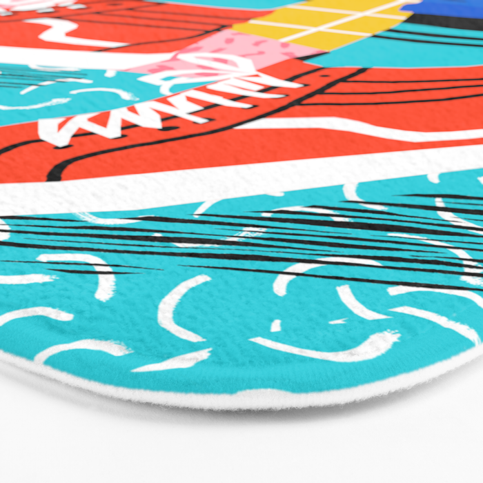 Toe Drag - memphis throwback fashion shoes retro pattern grid pink bright neon hipster Bath Mat Gallery Image 3