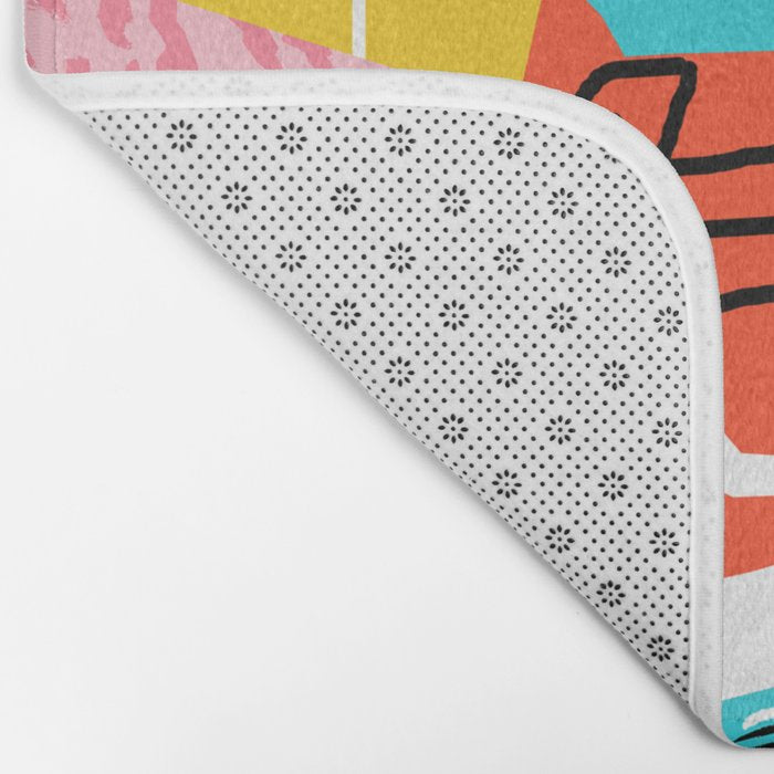 Toe Drag - memphis throwback fashion shoes retro pattern grid pink bright neon hipster Bath Mat Gallery Image 2