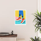 Toe Drag - memphis throwback fashion shoes retro pattern grid pink bright neon hipster Poster Gallery Image 2