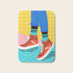 Toe Drag - memphis throwback fashion shoes retro pattern grid pink bright neon hipster Bath Mat Gallery Image 1