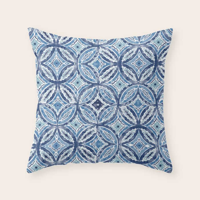 Moroccan Vibes Indigo C Throw Pillow Gallery Image 1
