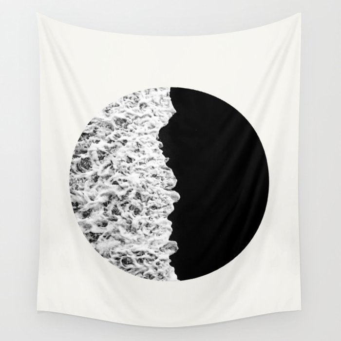 Ocean Yin Yang - Landscape Art Print, Black and White Photography  Wall Tapestry Gallery Image 1