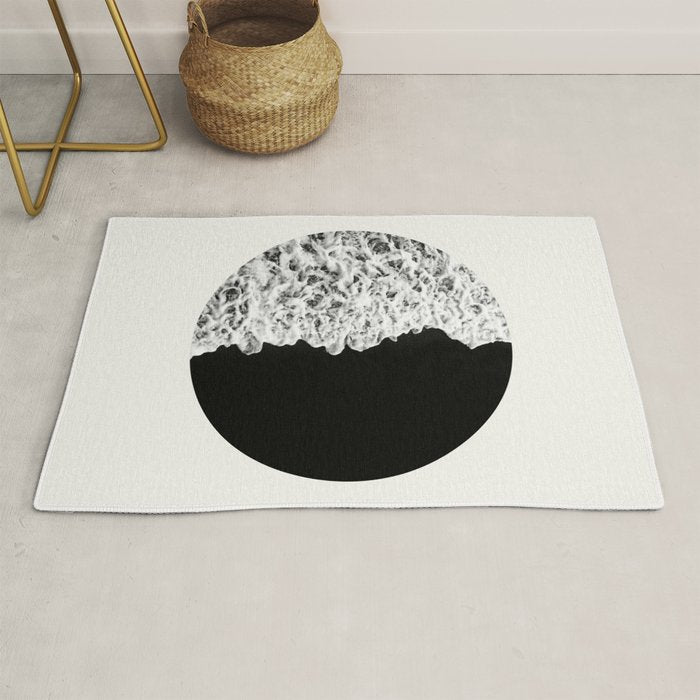 Ocean Yin Yang - Landscape Art Print, Black and White Photography  Rug Gallery Image 1