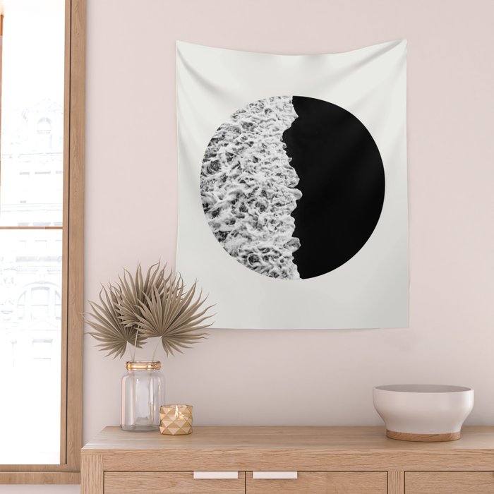 Ocean Yin Yang - Landscape Art Print, Black and White Photography  Wall Tapestry Gallery Image 2
