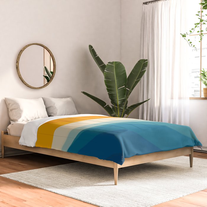 Abstract colorful landscape with wavy sea and sun Comforter Gallery Image 2