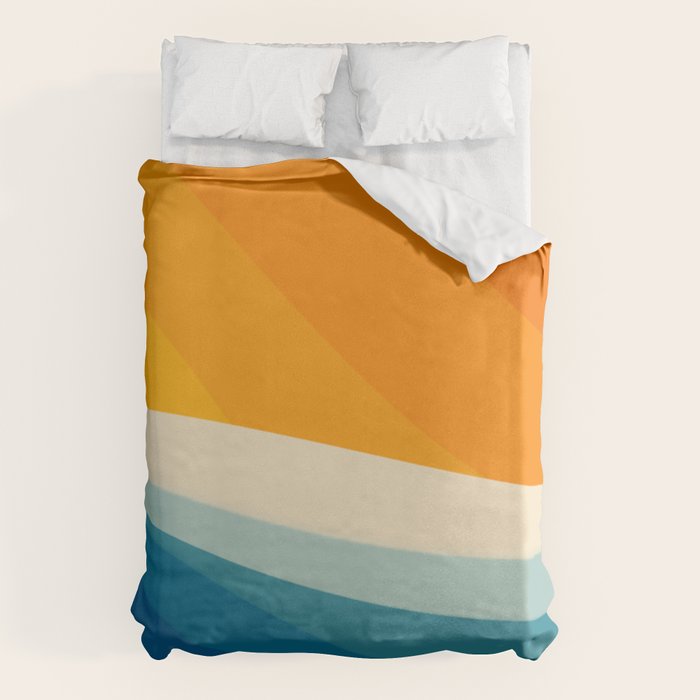 Abstract colorful landscape with wavy sea and sun Duvet Cover Gallery Image 1