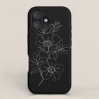 Botanical illustration one line drawing - Rose Black iPhone Case Gallery Image 1