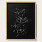 Botanical illustration one line drawing - Rose Black Serving Tray Gallery Image 1