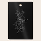 Botanical illustration one line drawing - Rose Black Cutting Board Gallery Image 1