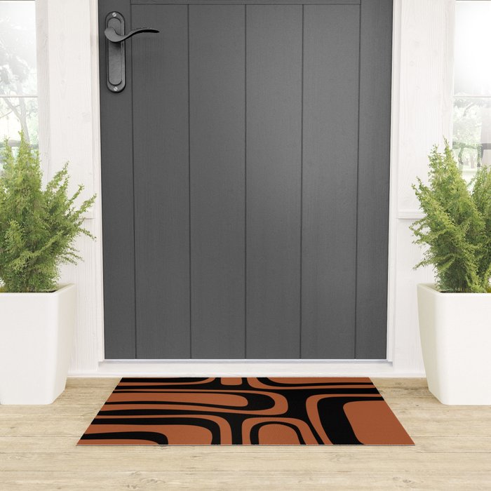 Mid-Century Modern Palm Springs Abstract Rust and Black Pattern  Welcome Mat Gallery Image 3
