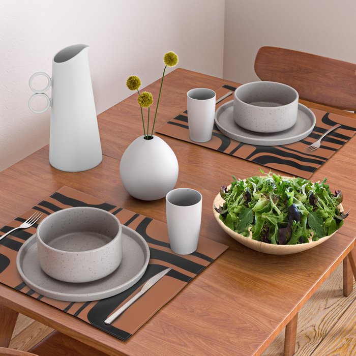 Mid-Century Modern Palm Springs Abstract Rust and Black Pattern  Placemat Gallery Image 2