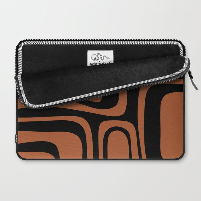 Mid-Century Modern Palm Springs Abstract Rust and Black Pattern  Laptop Sleeve Gallery Image 2