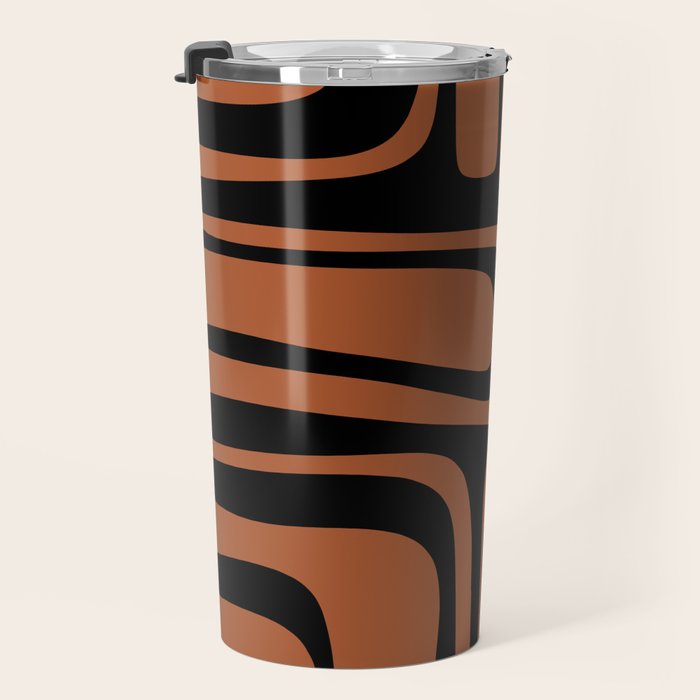 Mid-Century Modern Palm Springs Abstract Rust and Black Pattern  Travel Mug Gallery Image 3