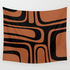 Mid-Century Modern Palm Springs Abstract Rust and Black Pattern  Wall Tapestry Gallery Image 4