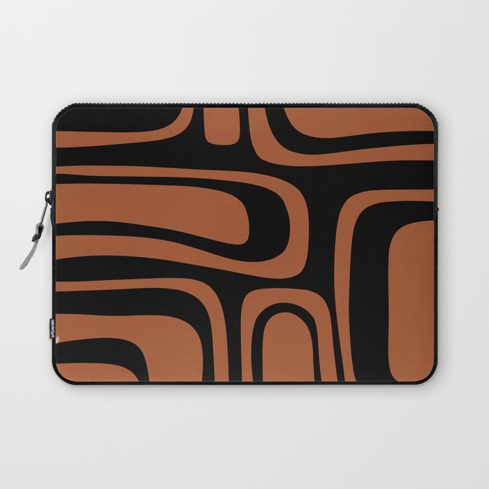 Mid-Century Modern Palm Springs Abstract Rust and Black Pattern  Laptop Sleeve Gallery Image 1