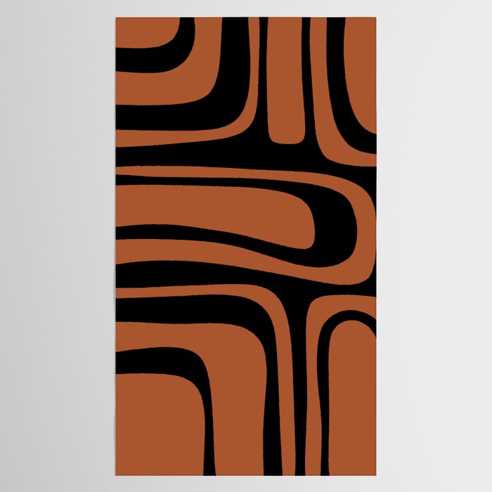 Mid-Century Modern Palm Springs Abstract Rust and Black Pattern  Tablecloth Gallery Image 2