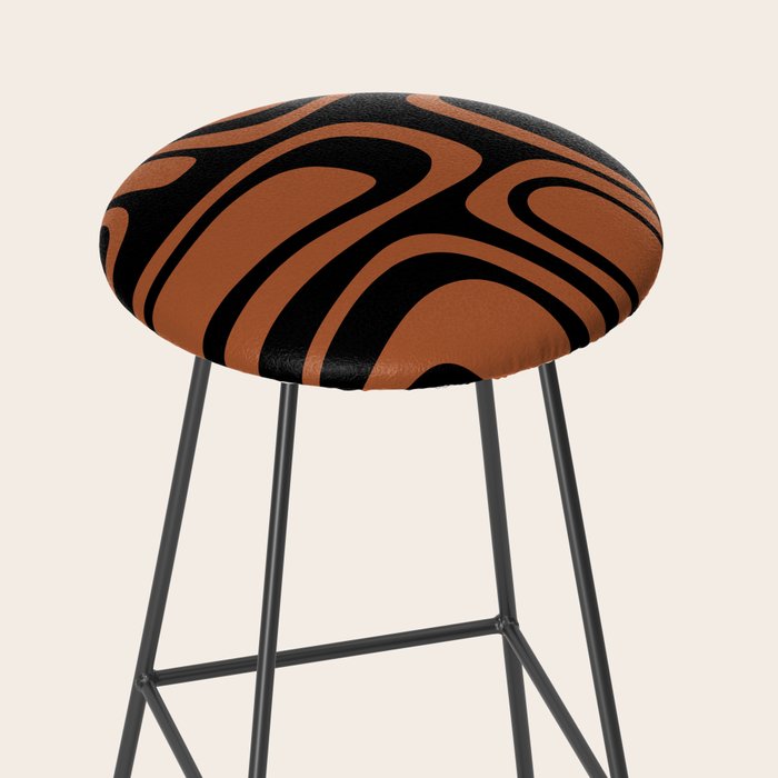 Mid-Century Modern Palm Springs Abstract Rust and Black Pattern  Stool Gallery Image 2