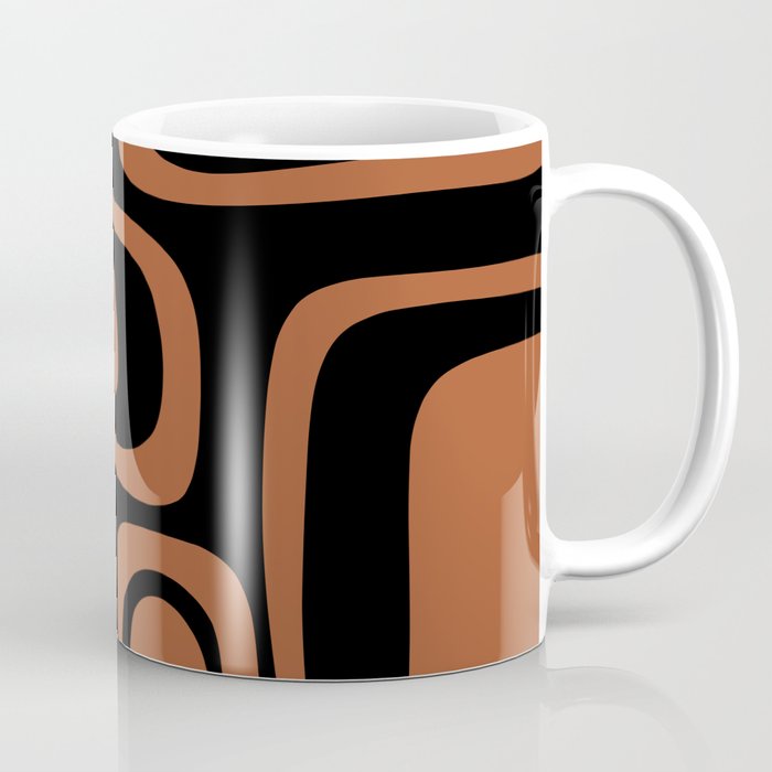 Mid-Century Modern Palm Springs Abstract Rust and Black Pattern  Coffee Mug Gallery Image 1