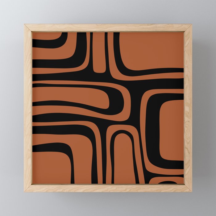 Mid-Century Modern Palm Springs Abstract Rust and Black Pattern  Mini Art Print Gallery Image 1