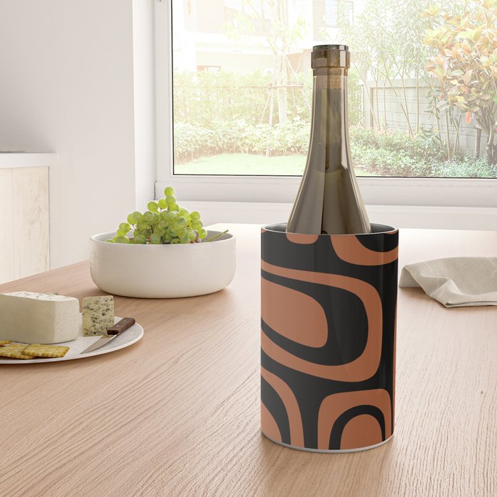 Mid-Century Modern Palm Springs Abstract Rust and Black Pattern  Wine Chiller Gallery Image 4