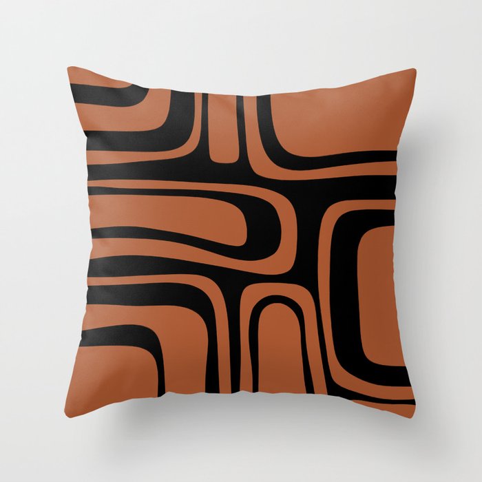 Mid-Century Modern Palm Springs Abstract Rust and Black Pattern  Throw Pillow Gallery Image 6