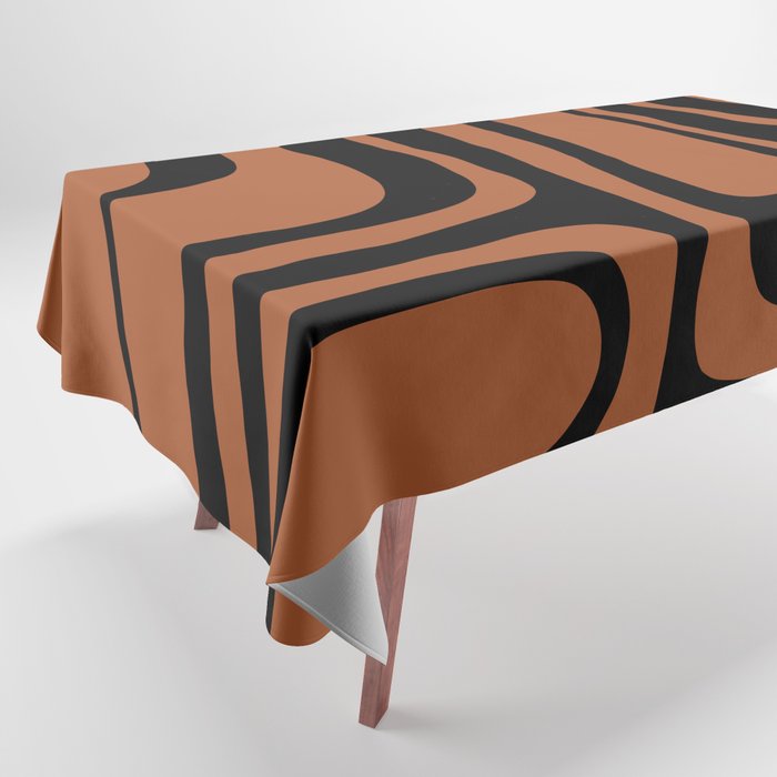 Mid-Century Modern Palm Springs Abstract Rust and Black Pattern  Tablecloth Gallery Image 1