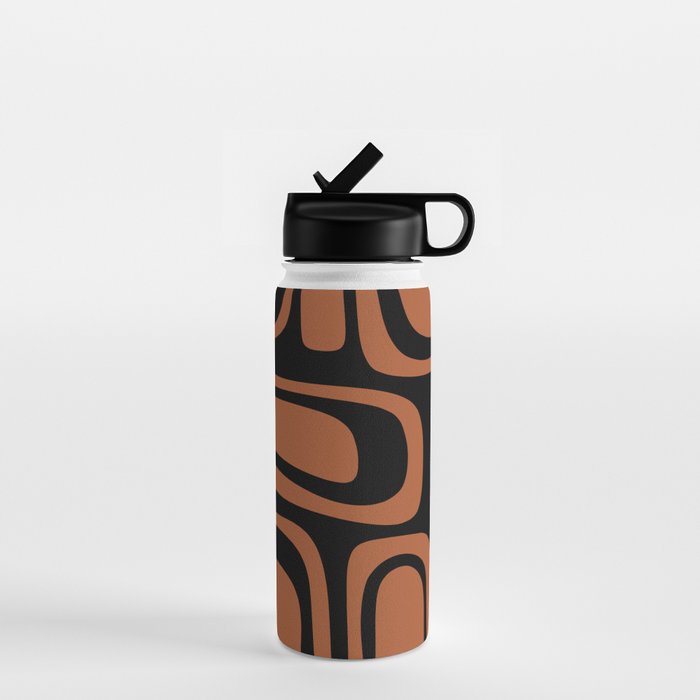 Mid-Century Modern Palm Springs Abstract Rust and Black Pattern  Water Bottle Gallery Image 1