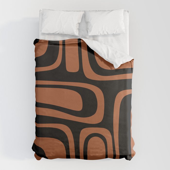 Mid-Century Modern Palm Springs Abstract Rust and Black Pattern  Duvet Cover Gallery Image 6