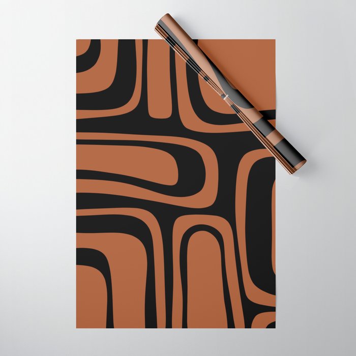 Mid-Century Modern Palm Springs Abstract Rust and Black Pattern  Wrapping Paper Gallery Image 1