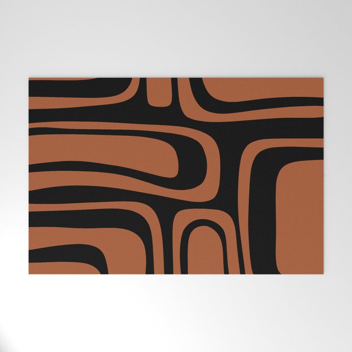 Mid-Century Modern Palm Springs Abstract Rust and Black Pattern  Welcome Mat Gallery Image 1