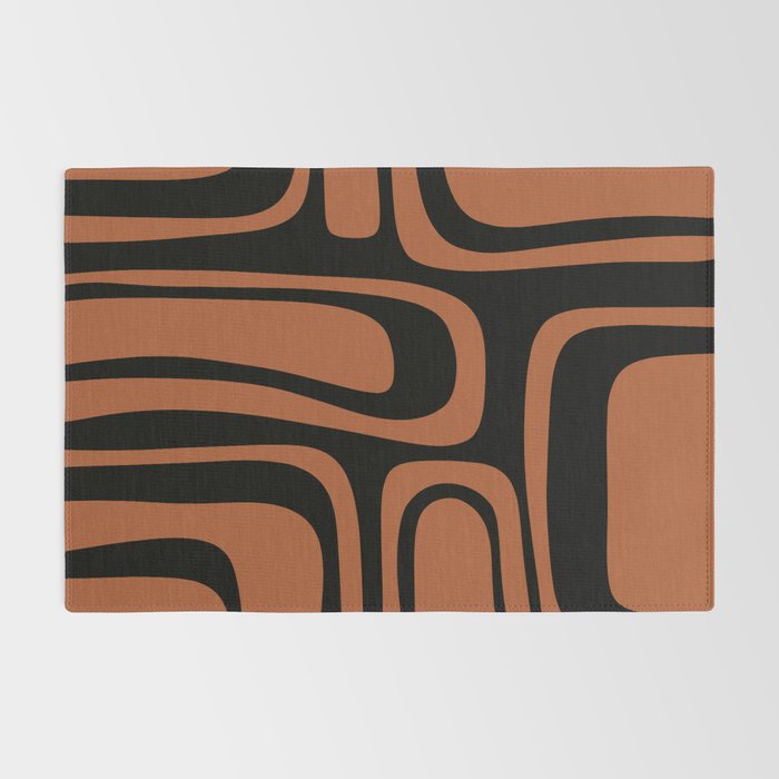 Mid-Century Modern Palm Springs Abstract Rust and Black Pattern  Rug Gallery Image 2