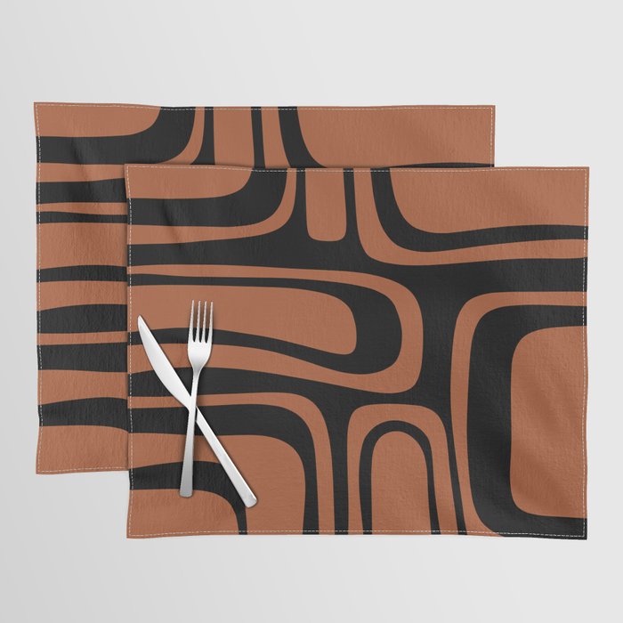 Mid-Century Modern Palm Springs Abstract Rust and Black Pattern  Placemat Gallery Image 1
