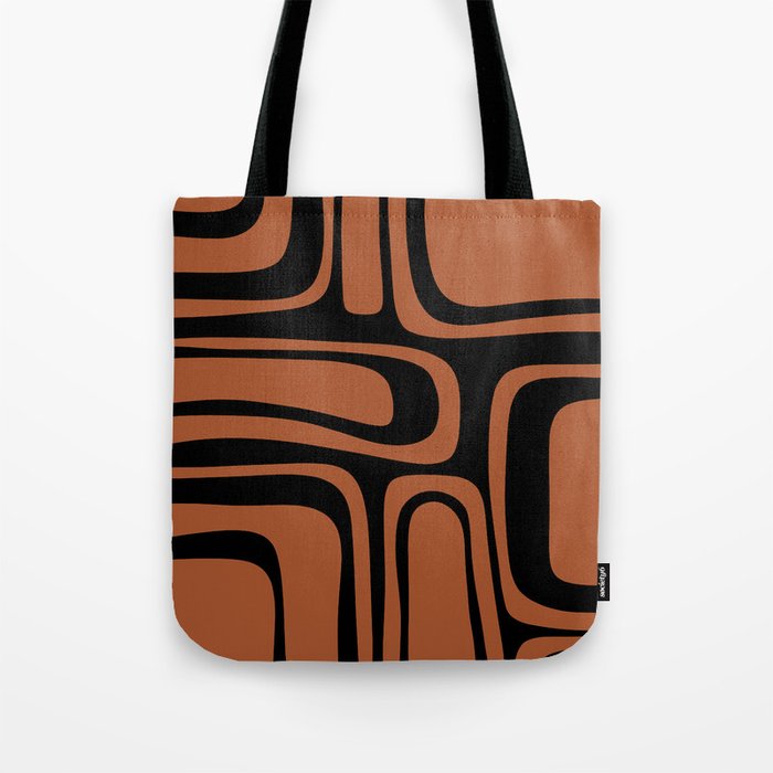 Mid-Century Modern Palm Springs Abstract Rust and Black Pattern  Tote Bag Gallery Image 1