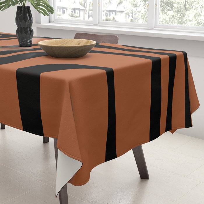 Mid-Century Modern Palm Springs Abstract Rust and Black Pattern  Tablecloth Gallery Image 3