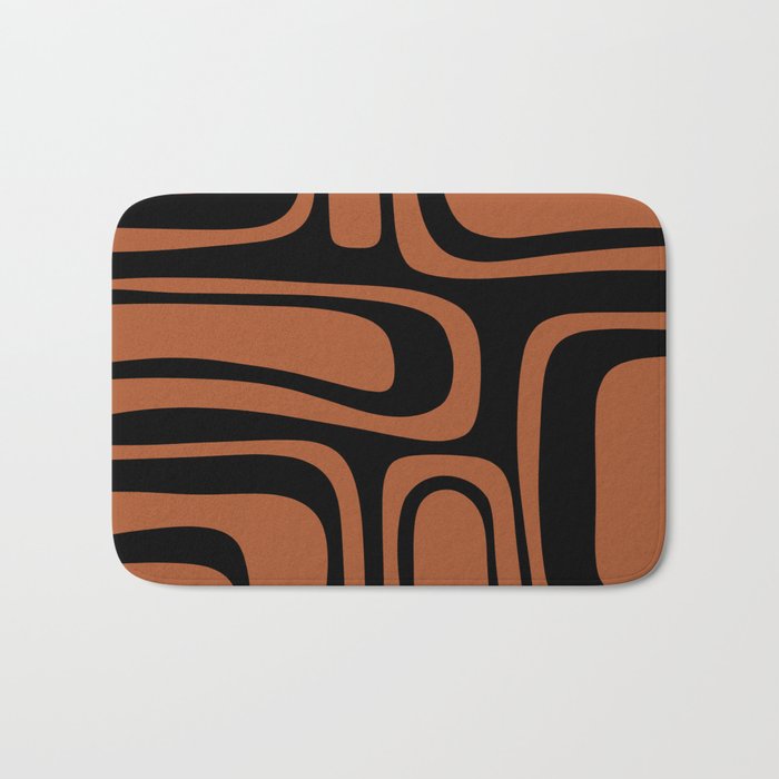Mid-Century Modern Palm Springs Abstract Rust and Black Pattern  Bath Mat Gallery Image 1
