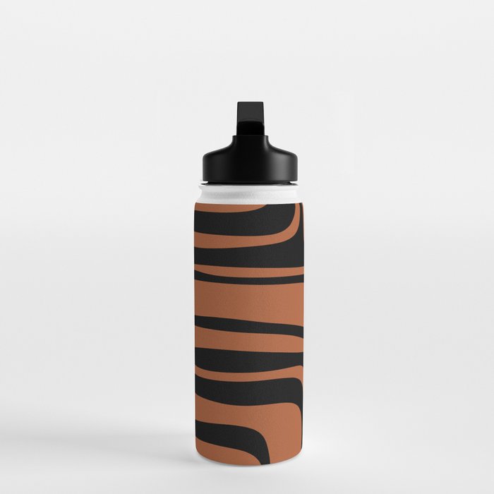 Mid-Century Modern Palm Springs Abstract Rust and Black Pattern  Water Bottle Gallery Image 3