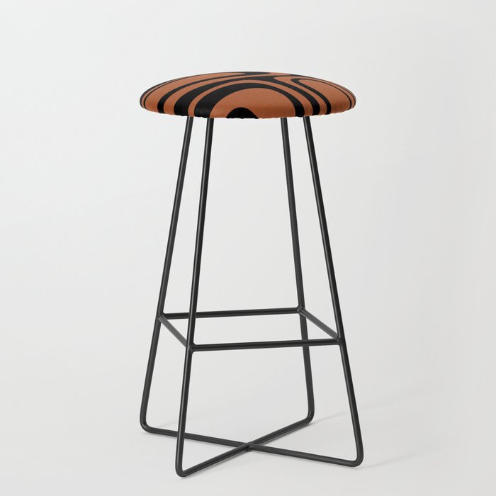 Mid-Century Modern Palm Springs Abstract Rust and Black Pattern  Stool Gallery Image 1