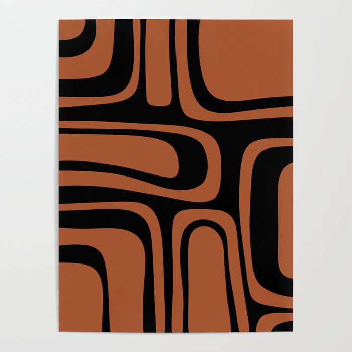 Mid-Century Modern Palm Springs Abstract Rust and Black Pattern  Poster Gallery Image 1