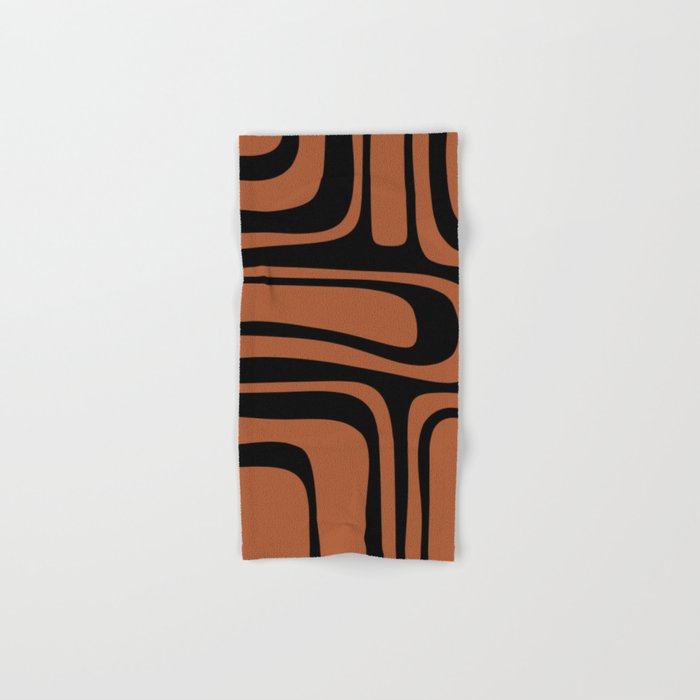 Mid-Century Modern Palm Springs Abstract Rust and Black Pattern  Bath Towel Gallery Image 1