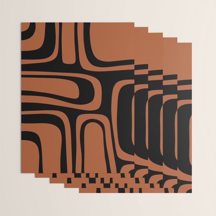 Mid-Century Modern Palm Springs Abstract Rust and Black Pattern  Wrapping Paper Gallery Image 3