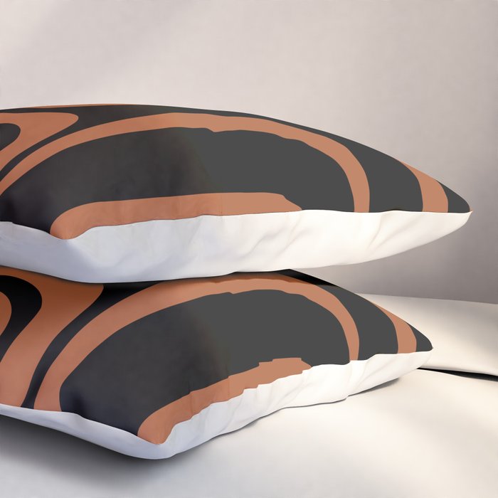 Mid-Century Modern Palm Springs Abstract Rust and Black Pattern  Pillow Sham Gallery Image 3