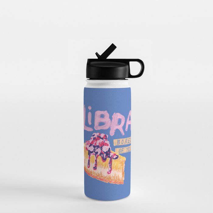 Libra Sign in Warm Blue | Zodiac Series Water Bottle Gallery Image 1