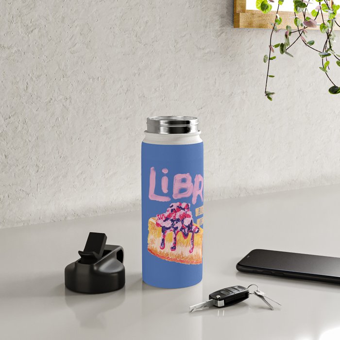 Libra Sign in Warm Blue | Zodiac Series Water Bottle Gallery Image 5