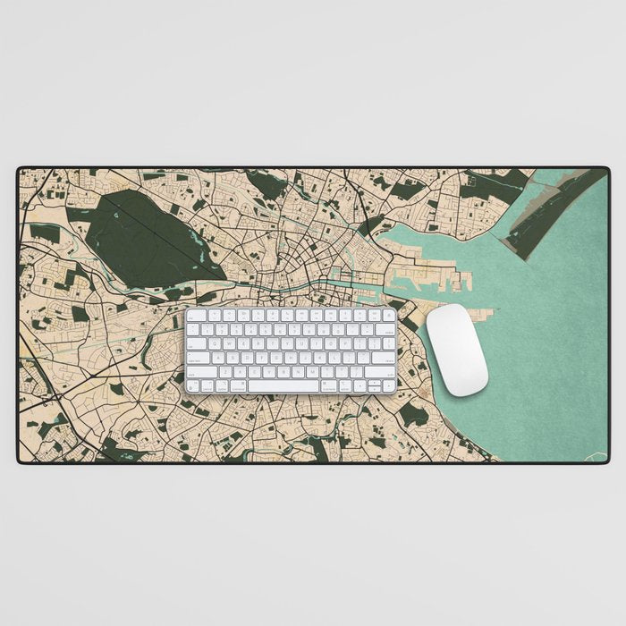 Dublin City Map of Ireland - Vintage Desk Mat Gallery Image 1
