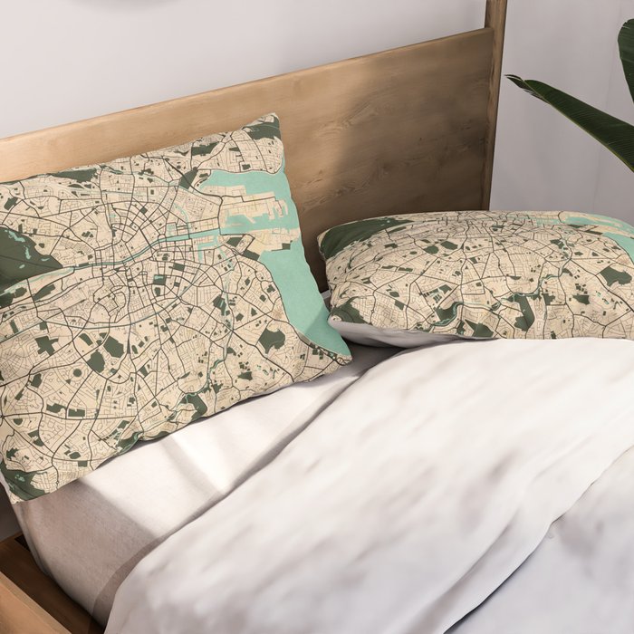 Dublin City Map of Ireland - Vintage Pillow Sham Gallery Image 2