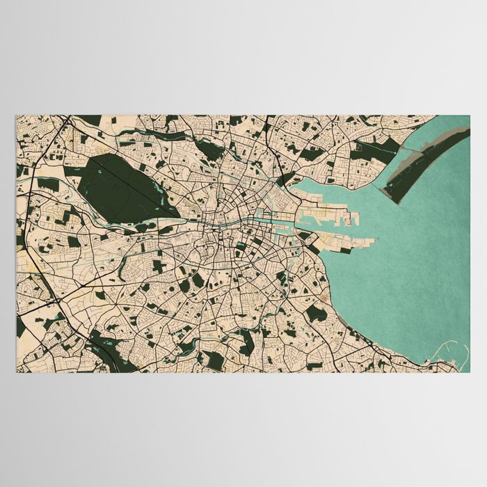Dublin City Map of Ireland - Vintage Tablecloth Gallery Image 2