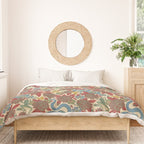 Large-Scale Dahlias, Frogs, Snakes, Praying Mantis in Red and Blue Duvet Cover Gallery Image 3