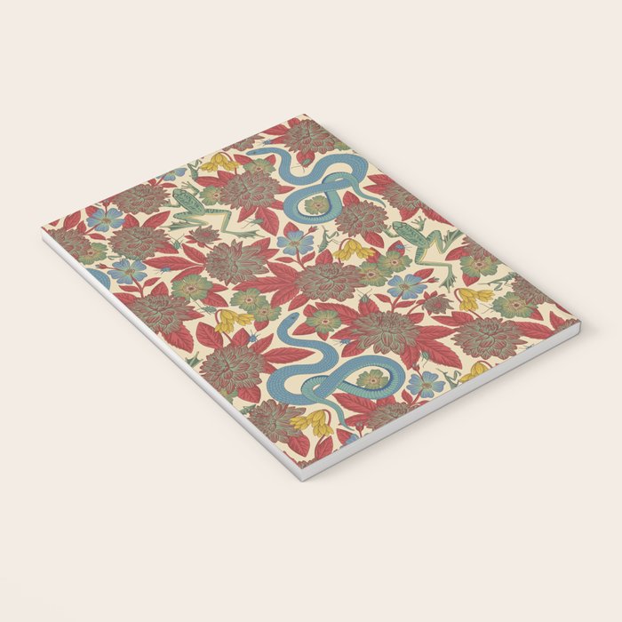 Large-Scale Dahlias, Frogs, Snakes, Praying Mantis in Red and Blue Notebook Gallery Image 3