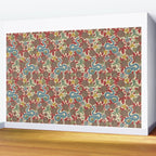 Large-Scale Dahlias, Frogs, Snakes, Praying Mantis in Red and Blue Wall Mural Gallery Image 2